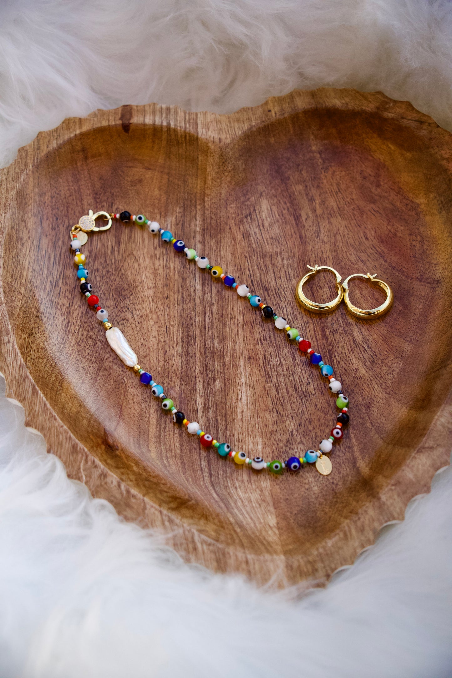 Nazar Necklace with Alice Hoops Earrings